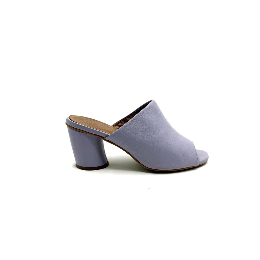 L'Intervalle | Lavender Leather Peep Toe Block Heel Mules Made in Spain Size 38